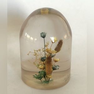 Vintage 1960-1970s PAPERWEIGHT dried FLOWERS LUCITE /ACRYLIC Daisyglas‎ Comp.